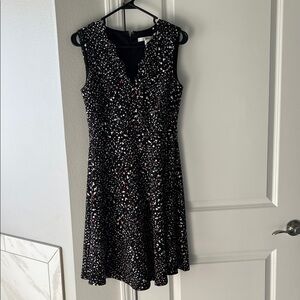 Chic Black and White Speckled Midi Dress